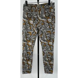 Ann Taylor LOFT Skinny Pants 27/4 Brown Black Leaf Print Stretch Cotton